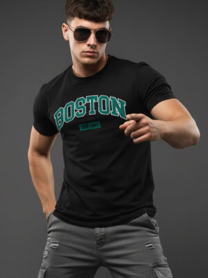 Boston Black Regular Printed T-Shirt
