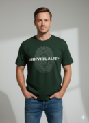 Individual Olive Green Regular Printed T-Shirt
