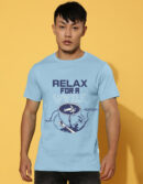 Relax for a While Blue Regular Printed Tshirt