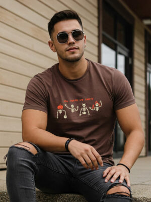 Till Death we party Brown Regular Printed Tshirt