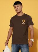 Hello Robot Brown Regular Printed Tshirt