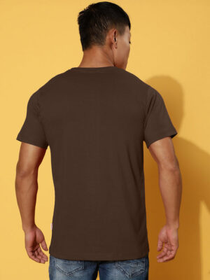 Hello Robot Brown Regular Printed Tshirt
