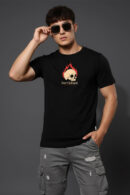 Angry Skull Black Regular Printed T-Shirt