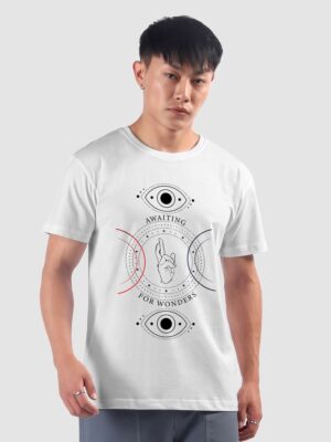 awaiting for wonders printed t shirt for men side view 700x933