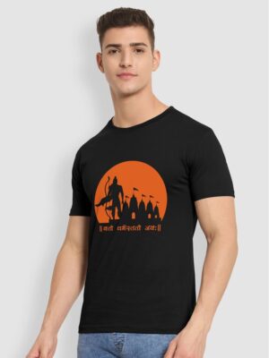 black sanskrit shloka half sleeve t shirt for men side view 17 01 2024 700x933