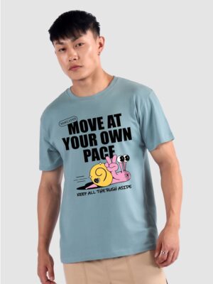 move at your own pace printed t shirt for men side view 700x933