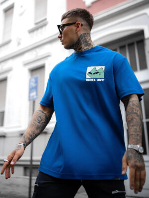 Chill out Blue Oversize Printed Tshirt