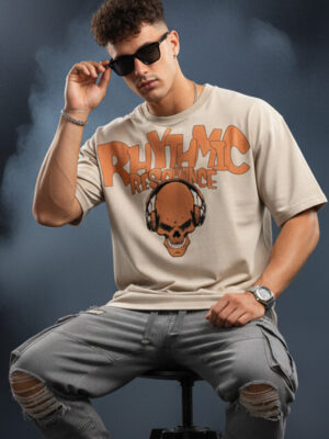 Rtythmic Resources Cream Oversize Printed Tshirt