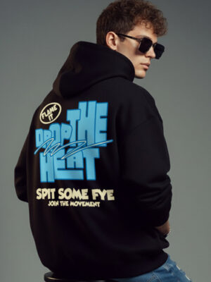 Drop the heat Black Printed Hoodie