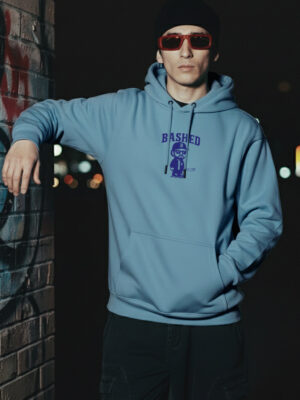 Bassed Blue Printed Hoodie