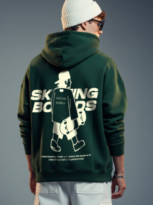 Skate Crew Green Printed Hoodie