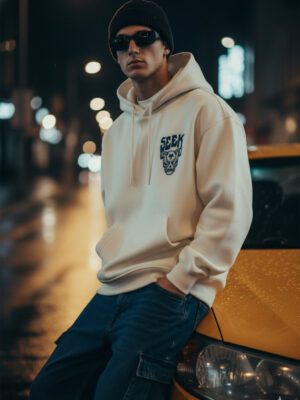 Seek White Printed Hoodie