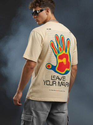 Leave Your Mark Cream Oversize Printed Tshirt