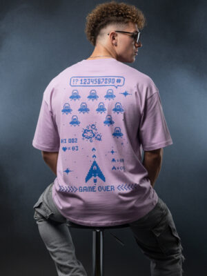 Game Over Pink Oversize Printed Tshirt