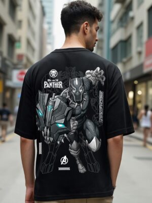 Black Panther Black Oversize Printed Tshirt