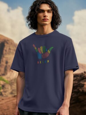 Relax Blue Oversize Printed Tshirt