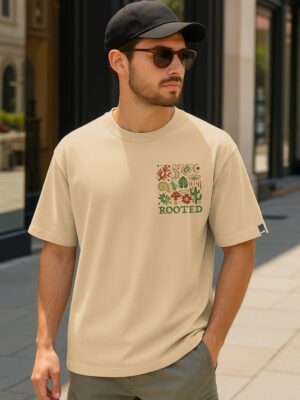 Ginger Root Brown Oversize Printed Tshirt