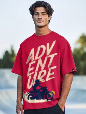 Adventure Red Oversize Printed Tshirt