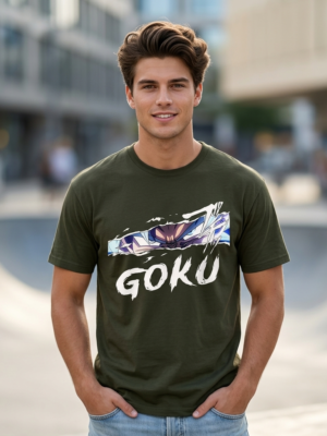 Goku Aggresive Eye Green Color Regular Fit Tshirt